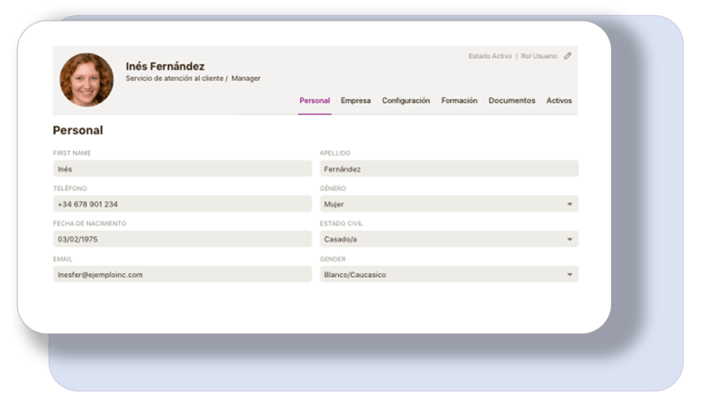 Perfil de empleado Perfil de base de datos de empleados niikiis