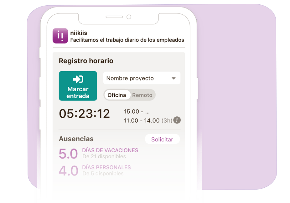 control horario empleados fichaje móvil niikiis
