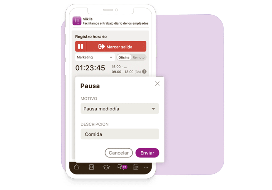 Fichaje con pausas Fichaje con pausas en niikiis
