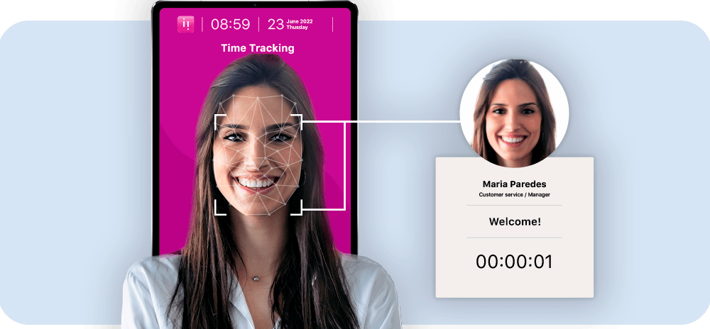 Facial recognition, easy, safe and intuitive time tracking